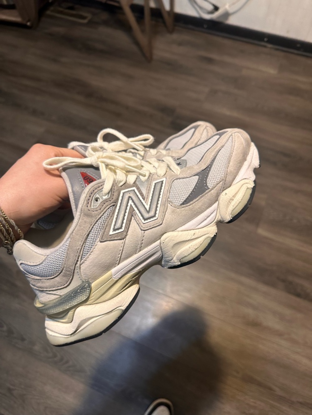 New Balance Neutral-Tone Running Sneakers in Cream and Light Gray
